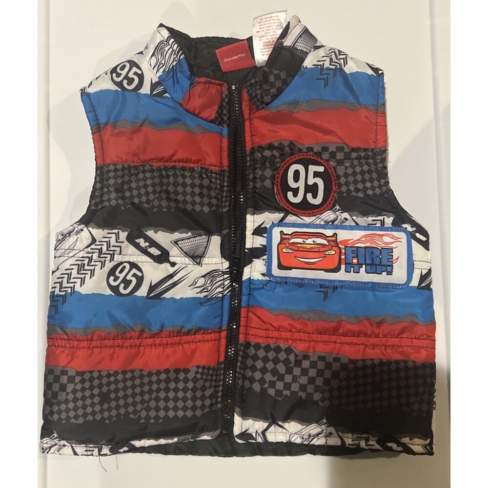 Disney Pixar Cars Lightning McQueen Puffer Vest Red Black Toddler 18M